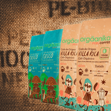 Cargar imagen en el visor de la galería, 4-Pack: Café Orgánico Cusco + Villa Rica x 250 gr.
